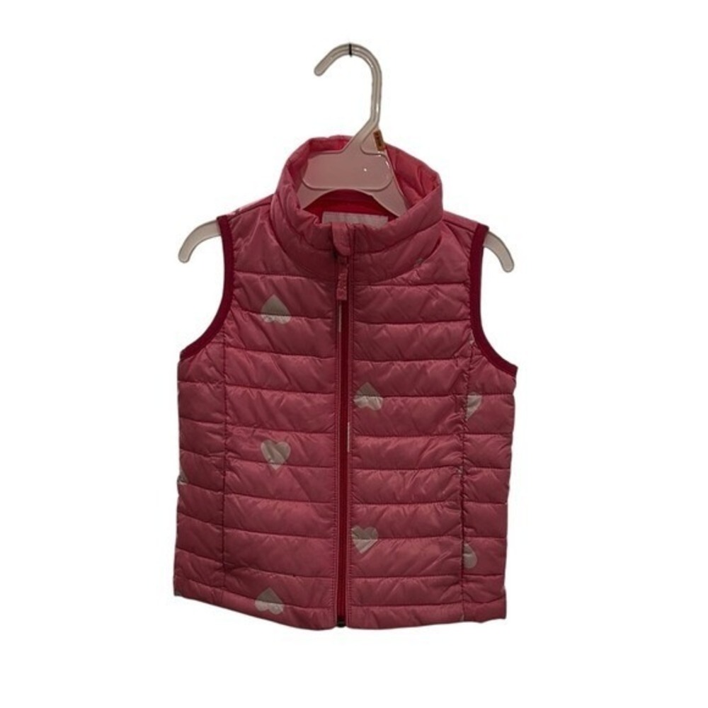 Amazon Essentials‎ Kids Pink Heart Puffer Vest Sleeveless Zip Up Size 3T